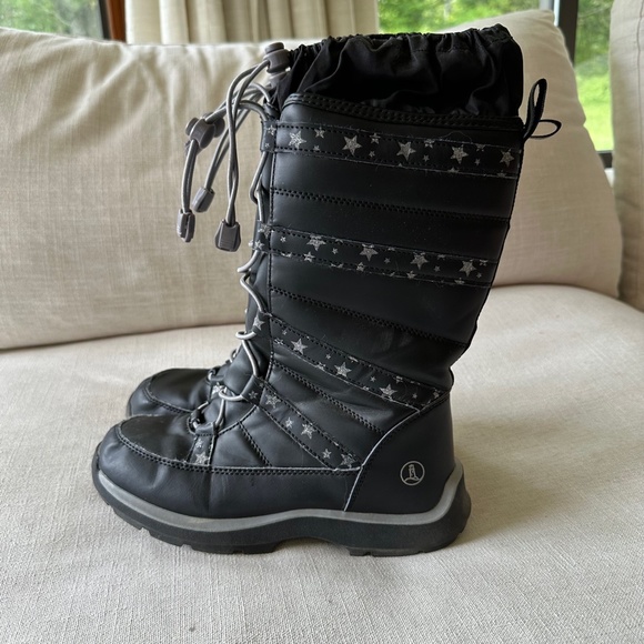 Lands End Snowflake Insulated Winter Boots, Size 3, Black - Picture 2 of 8